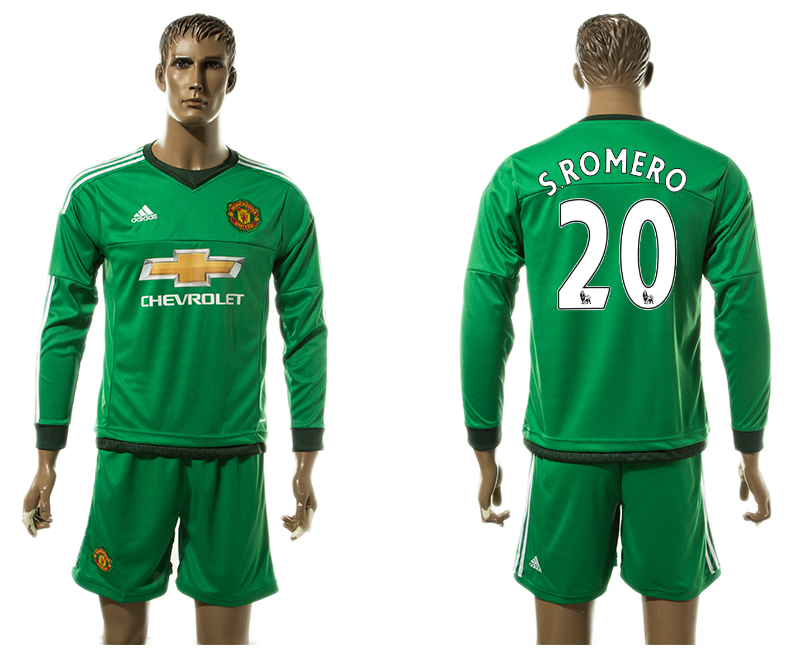 2015-16 Manchester United 20 SROMERO Goalkeeper Long Sleeve Jersey