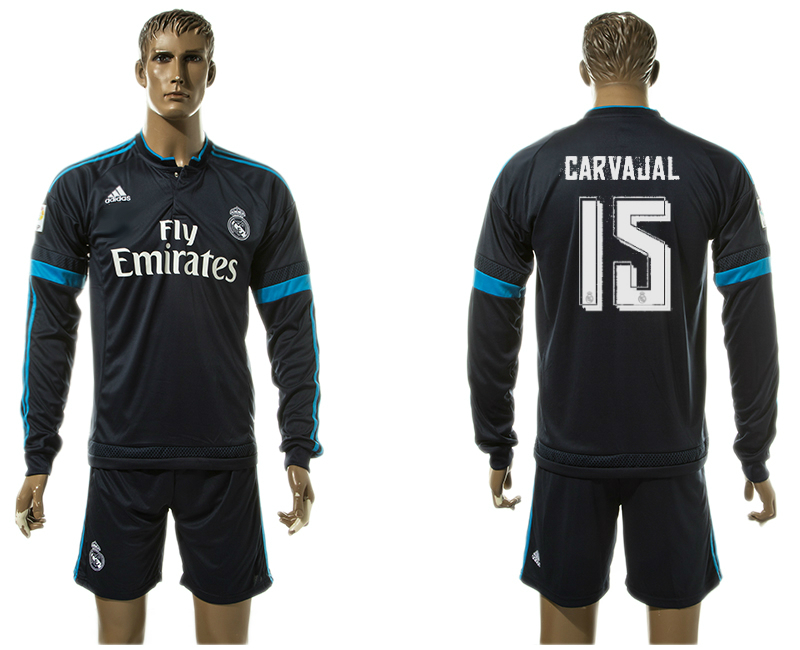 2015-16 Real Madrid 15 CARVAJAL Third Away Long Sleeve Jersey