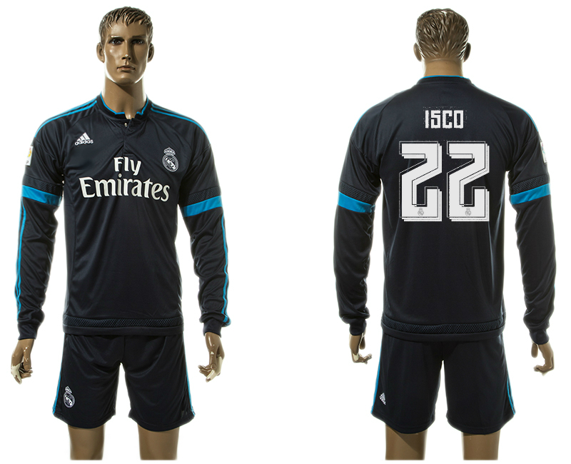 2015-16 Real Madrid 22 ISCO Third Away Long Sleeve Jersey