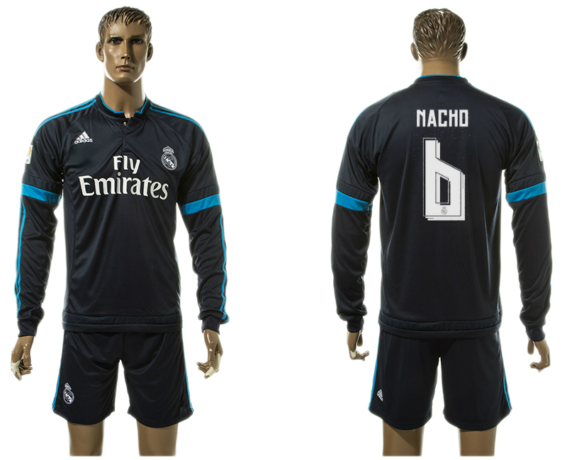 2015-16 Real Madrid 6 MACHO Third Away Long Sleeve Jersey