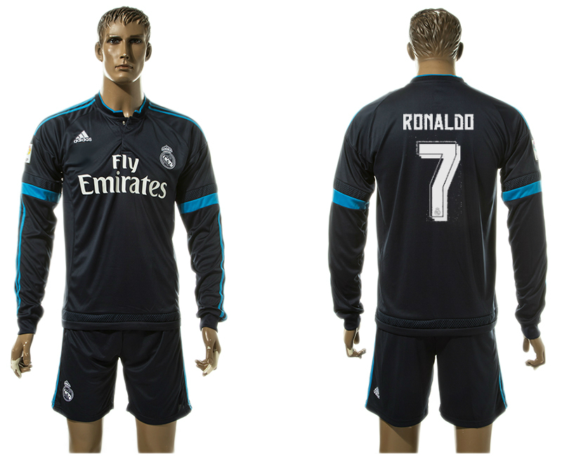 2015-16 Real Madrid 7 RONALDO Third Away Long Sleeve Jersey