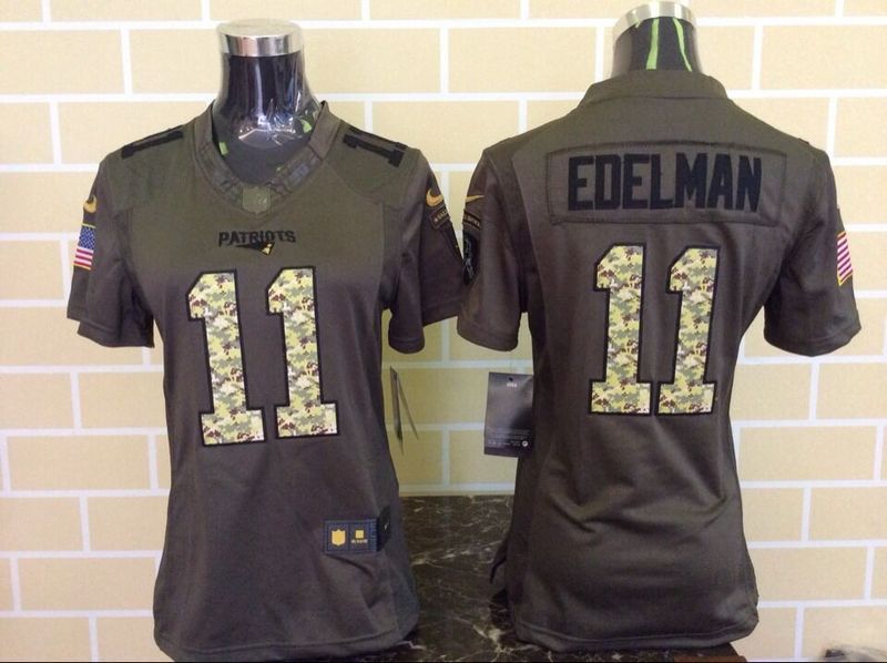 Nike Patriots 11 Julian Edelman Green Salute To Service Women Limited Jersey