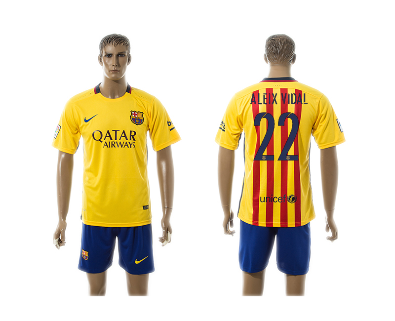 2015-16 Barcelona 22 ALEIX VIDAL Away Jersey