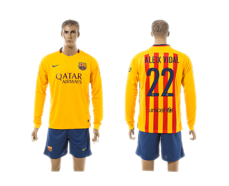 2015-16 Barcelona 22 ALEIX VIDAL Away Long Sleeve Jersey 2015-16 Barcelona 22 ALEIX VIDAL Away Long Sleeve Jersey