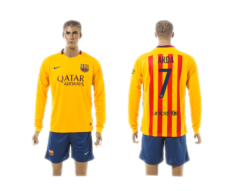 2015-16 Barcelona 7 ARDA Away Long Sleeve Jersey