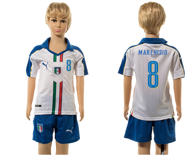 Italy 8 MARCHISIO Away UEFA Euro 2016 Youth Jersey