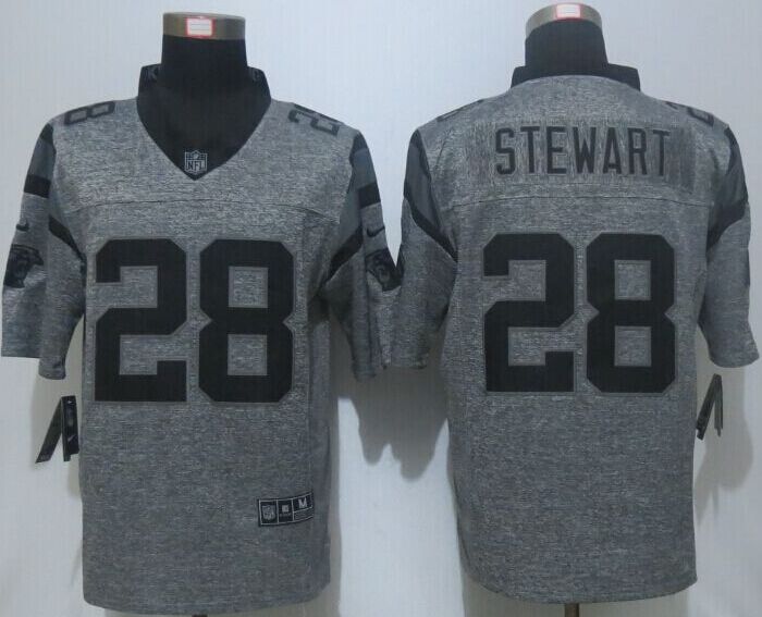 Nike Panthers 28 Jonathan Stewart Grey Gridiron Grey Limited Jersey