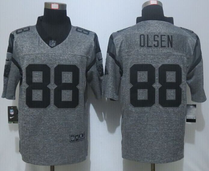 Nike Panthers 88 Greg Olsen Grey Gridiron Grey Limited Jersey