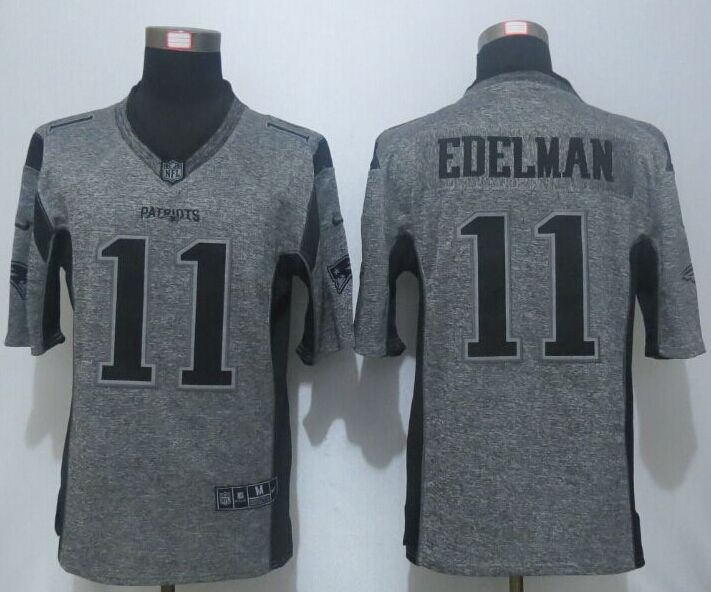 Nike Patriots 11 Julian Edelman Grey Gridiron Grey Limited Jersey