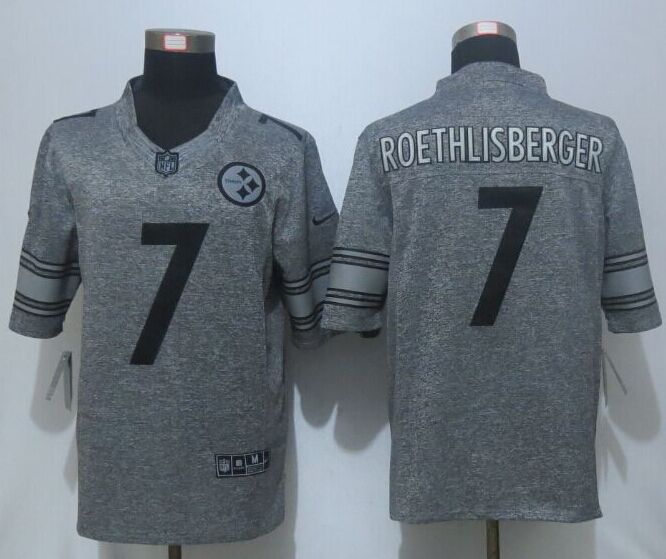 Nike Steelers 7 Ben Roethlisberger Grey Gridiron Grey Limited Jersey