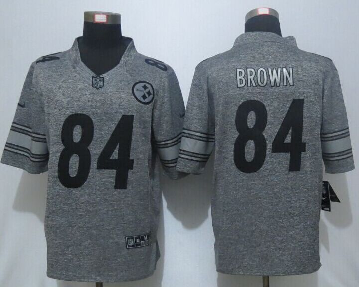Nike Steelers 84 Antonio Brown Grey Gridiron Grey Limited Jersey