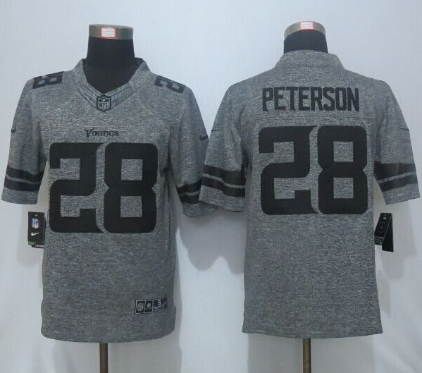 Nike Vikings 28 Adrian Peterson Grey Gridiron Grey Limited Jersey
