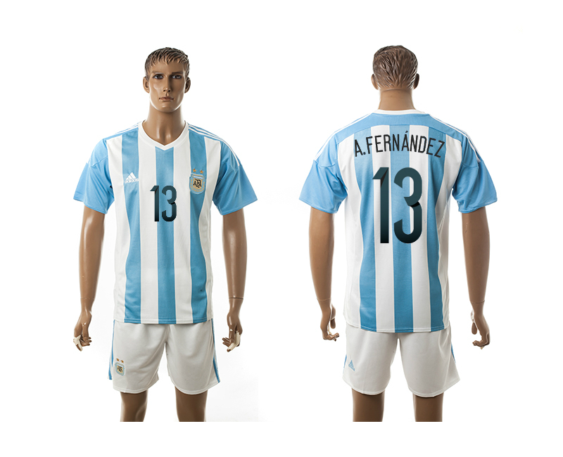 Argentina 13 A.FERNANDEZ Home 2016 Copa America Centenario Soccer Jersey