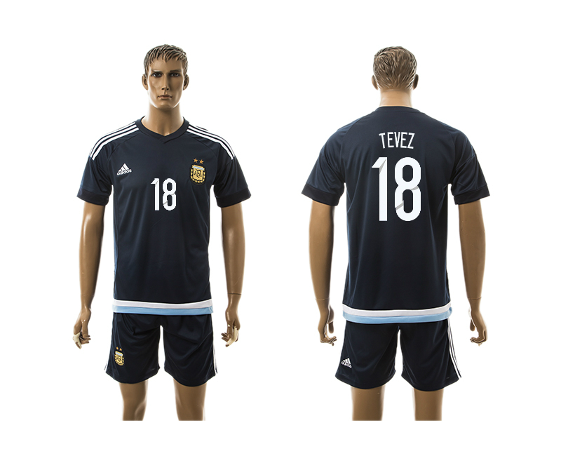 Argentina 18 TEVEZ Away 2016 Copa America Centenario Soccer Jersey