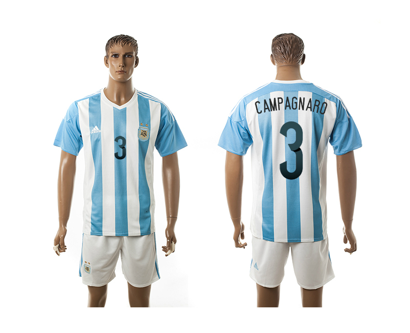 Argentina 3 CAMPAGNARO Home 2016 Copa America Centenario Soccer Jersey