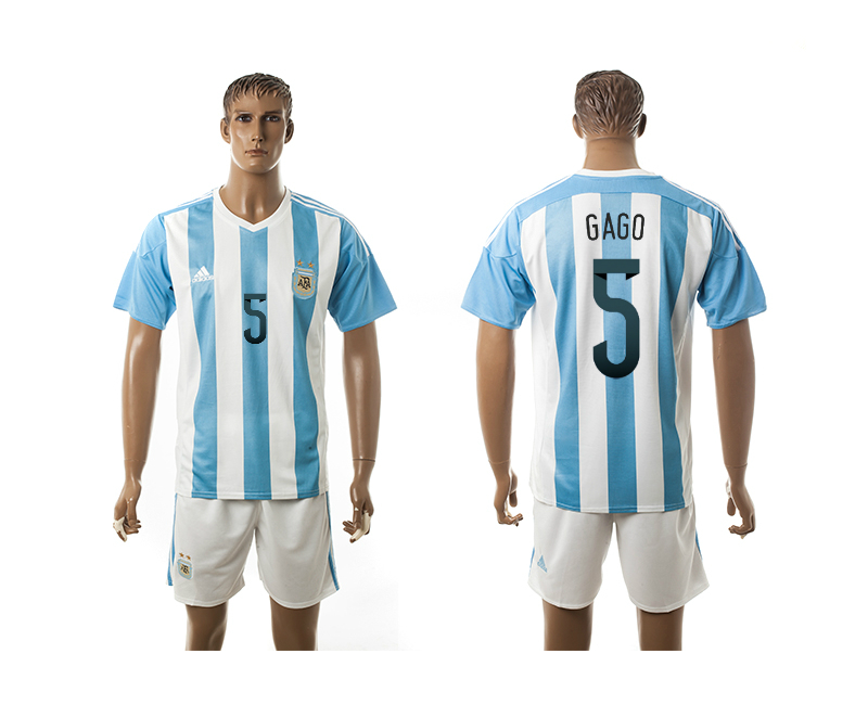 Argentina 5 GAGO Home 2016 Copa America Centenario Soccer Jersey
