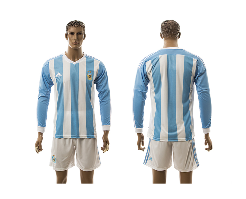 Argentina Home 2016 Copa America Centenario 2016 Copa America Centenario Long Sleeve Soccer Jersey