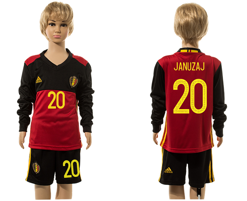 Belgium 20 JANUZAJ Home Youth Long Sleeve UEFA Euro 2016 Jersey