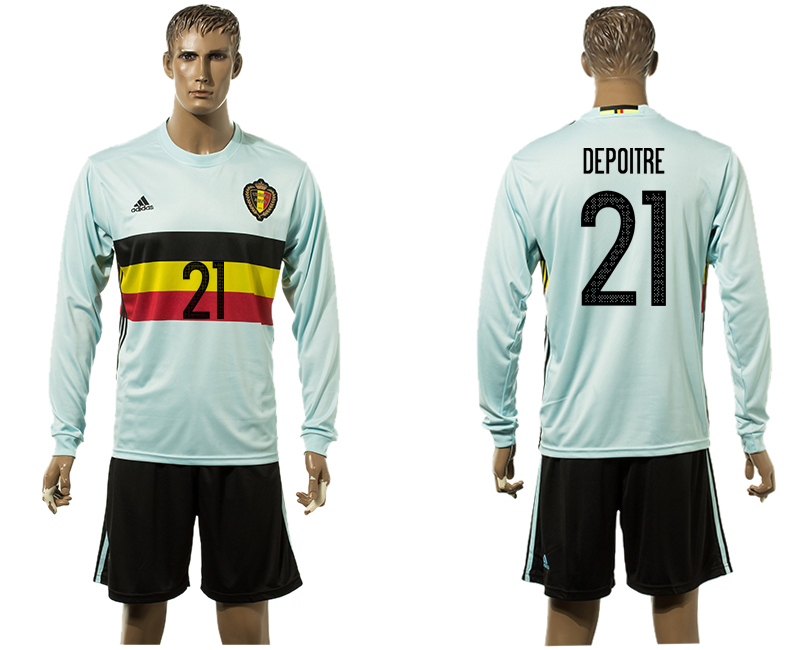 Belgium 21 DEPOITRE Away UEFA Euro 2016 Long Sleeve Jerseys Belgium 21 DEPOITRE Away UEFA Euro 2016 Long Sleeve Jerseys