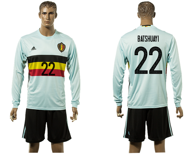 Belgium 22 BASTSHUAYI Away UEFA Euro 2016 Long Sleeve Jerseys