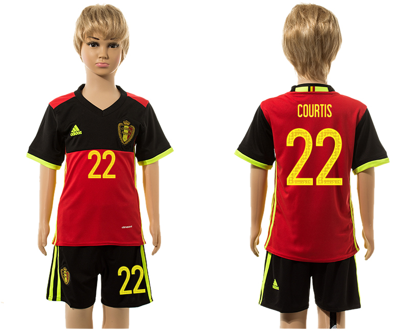 Belgium 22 COURTIS Home Youth UEFA Euro 2016 Jersey