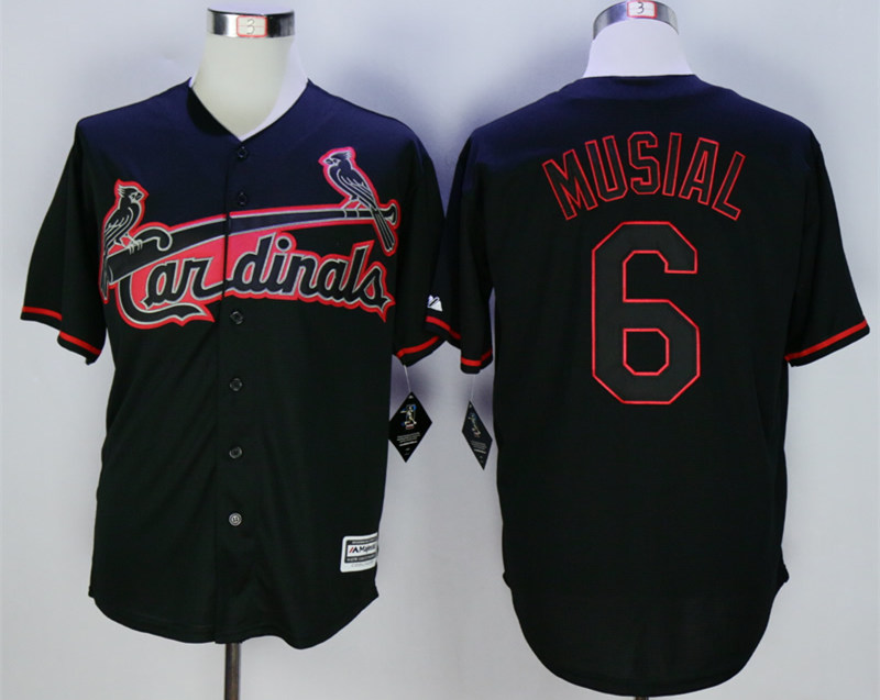 Cardinals 6 Stan Musial Black New Cool Base Jersey