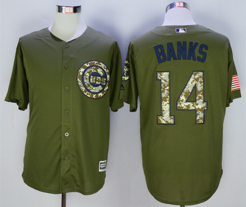 Cubs 14 Ernie Banks Olive Green New Cool Base Jersey