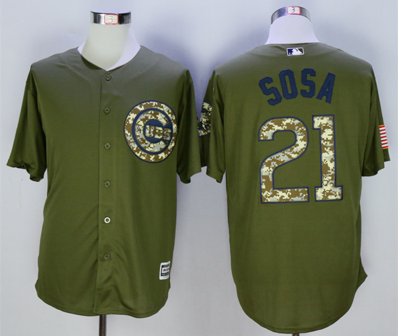 Cubs 21 Sammy Sosa Olive Green New Cool Base Jersey