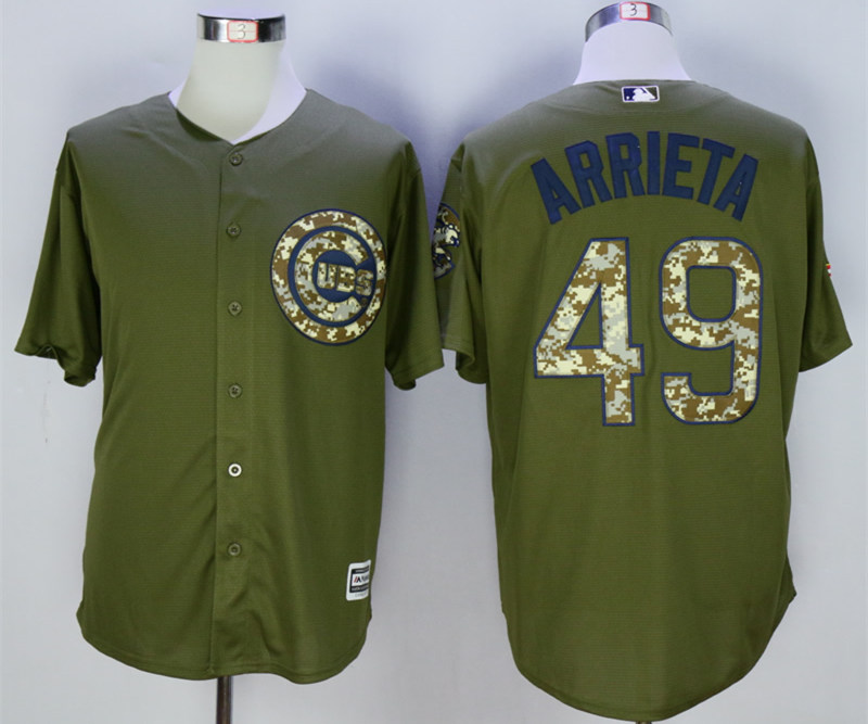 Cubs 49 Jake Arrieta Olive Green New Cool Base Jersey