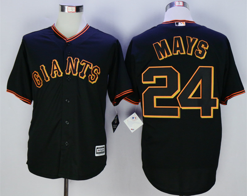 Giants 24 Willie Mays Black New Cool Base Jersey