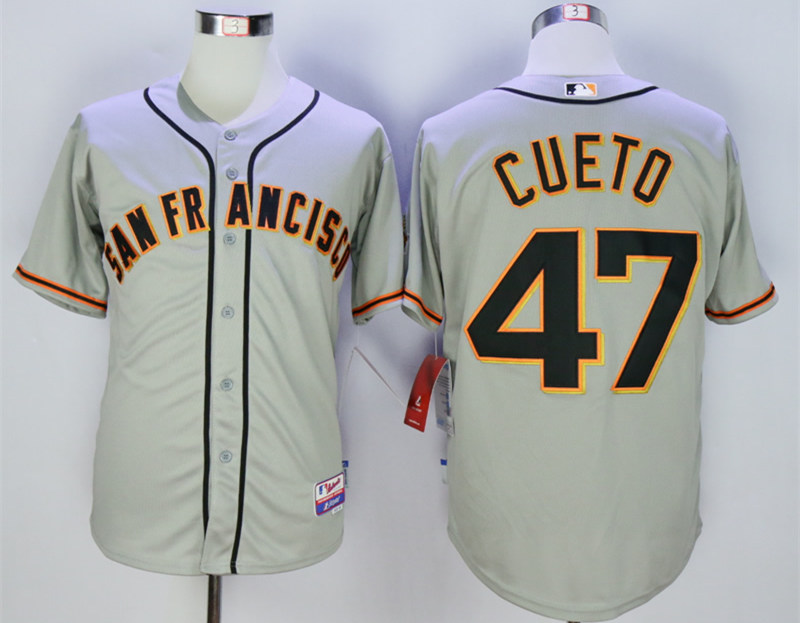Giants 47 Johnny Cueto Grey Cool Base Jersey
