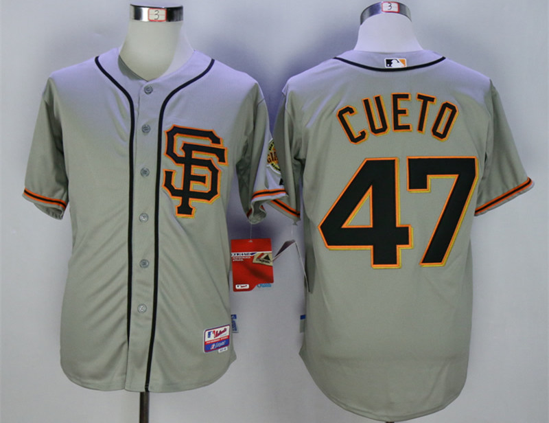 Giants 47 Johnny Cueto Grey Road 2 Cool Base Jersey