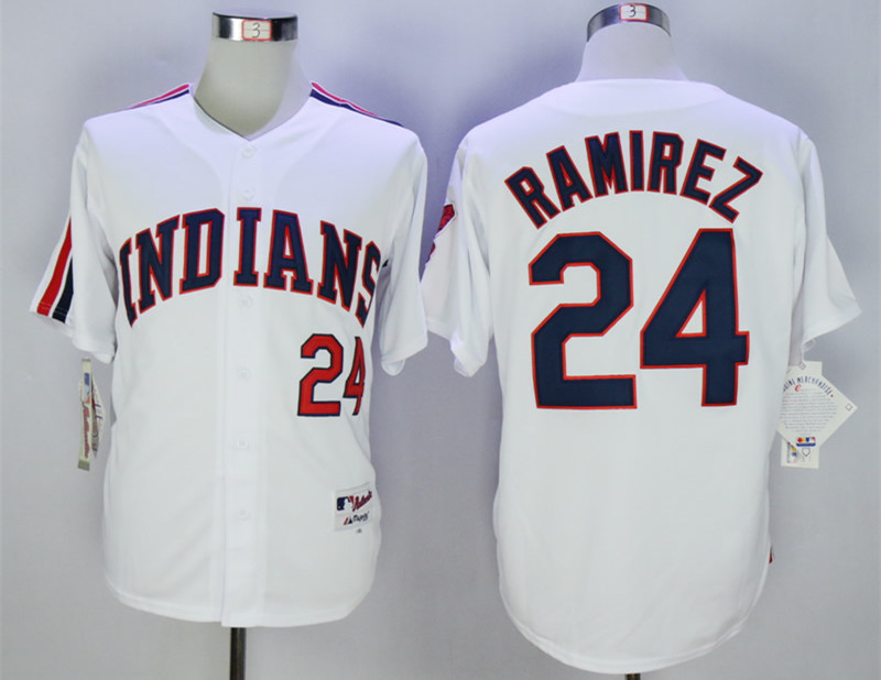 Indians 24 Manny Ramirez White 1978 Throwback Jersey