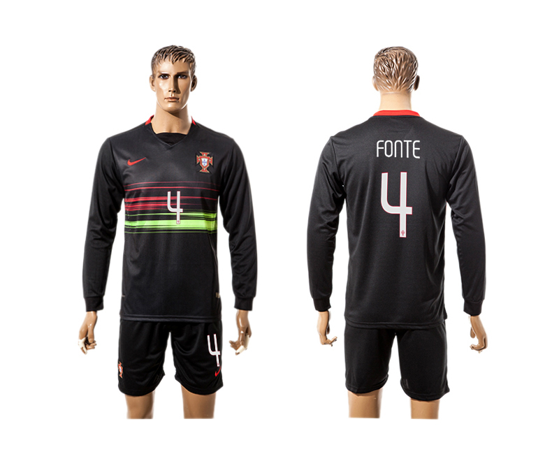 Portugal 4 FONTE UEFA Euro 2016 Away Long Sleeve Jersey