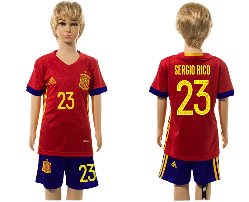 Spain 23 SERGIO RICO Home Youth UEFA Euro 2016 Jersey