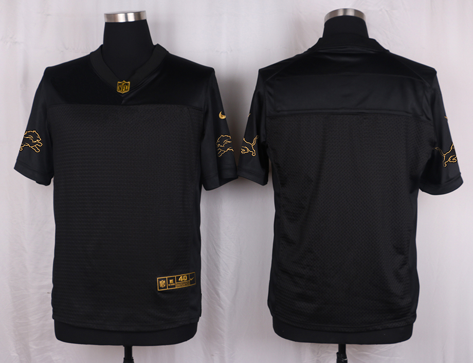 Nike Lions Customized Pro Line Black Gold Collection Elite Jersey