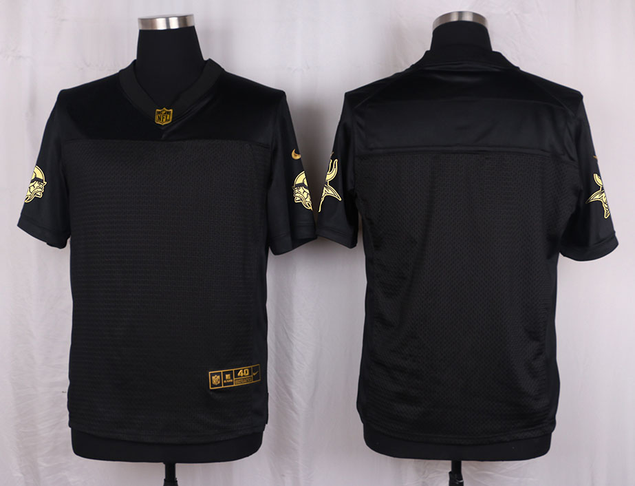 Nike Vikings Customized Pro Line Black Gold Collection Elite Jersey