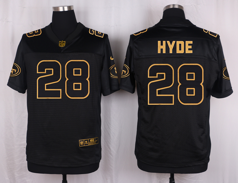 Nike 49ers 28 Carlos Hyde Pro Line Black Gold Collection Elite Jersey