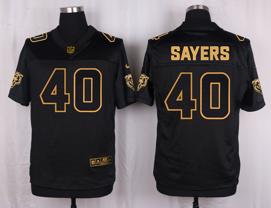 Nike Bears 40 Gale Sayers Pro Line Black Gold Collection Elite Jersey