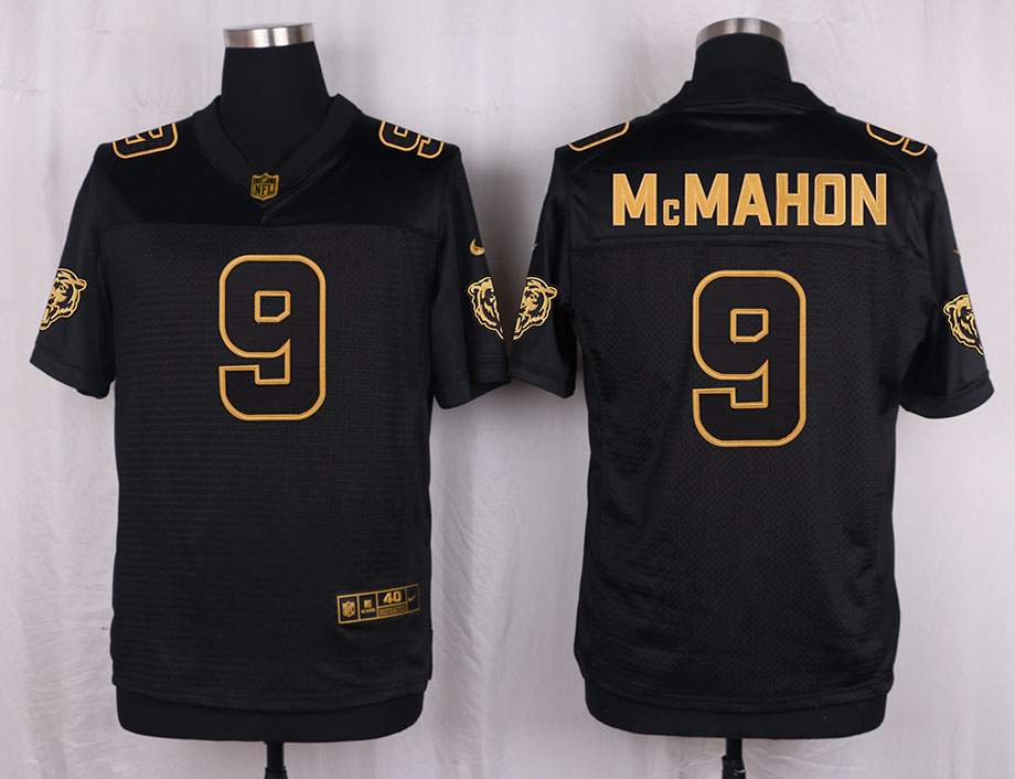Nike Bears 9 Jim McMahon Pro Line Black Gold Collection Elite Jersey