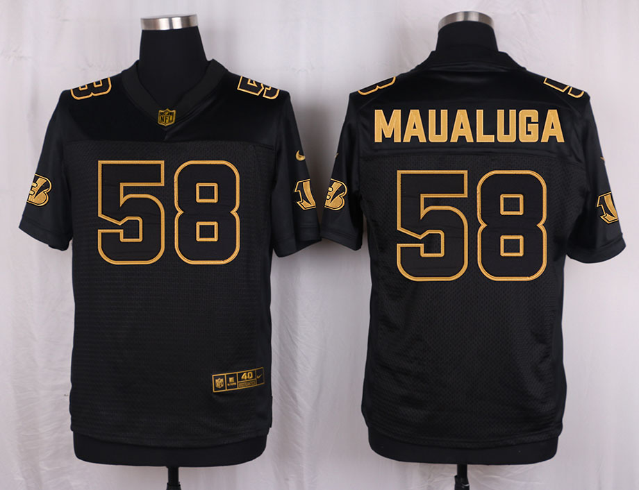 Nike Bengals 58 Rey Maualuga Pro Line Black Gold Collection Elite Jersey