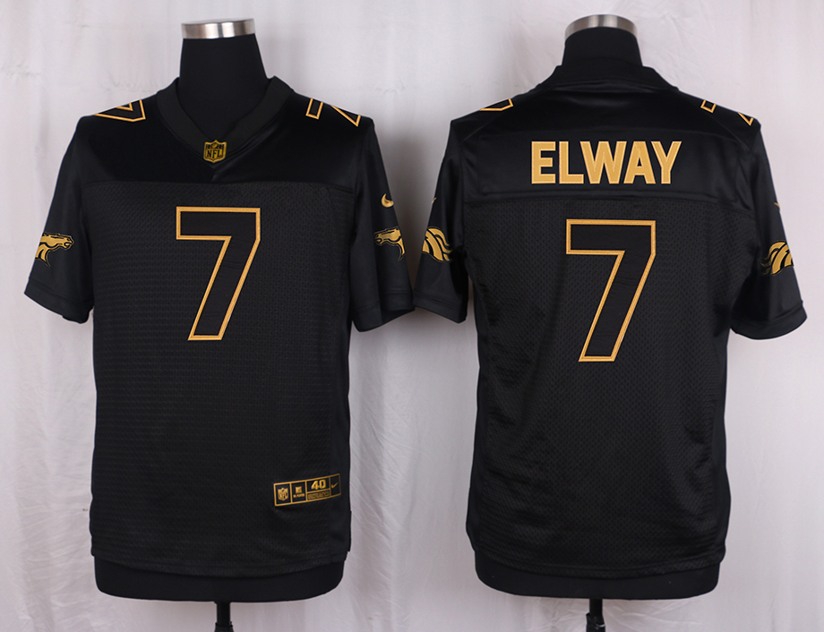 Nike Broncos 7 John Elway Pro Line Black Gold Collection Elite Jersey