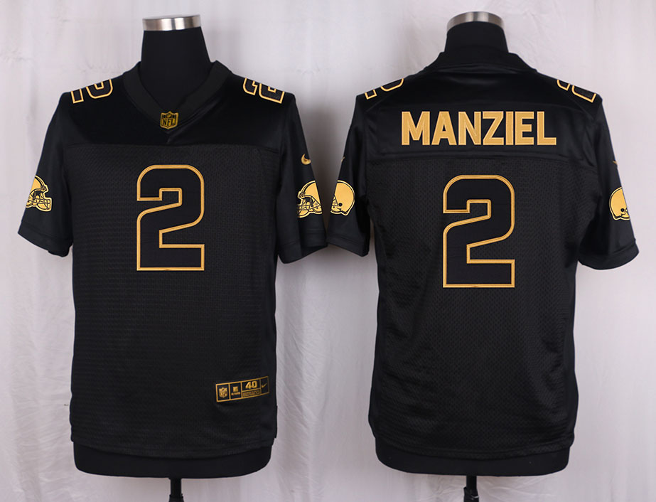 Nike Browns 2 Johnny Manziel Pro Line Black Gold Collection Elite Jersey