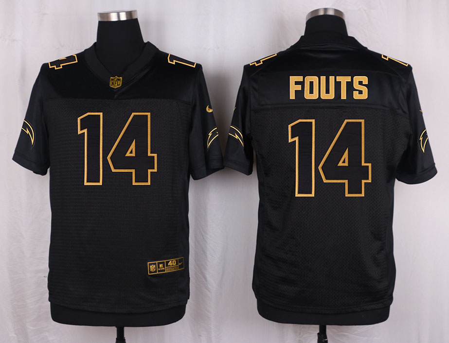 Nike Chargers 14 Dan Fouts Pro Line Black Gold Collection Elite Jersey