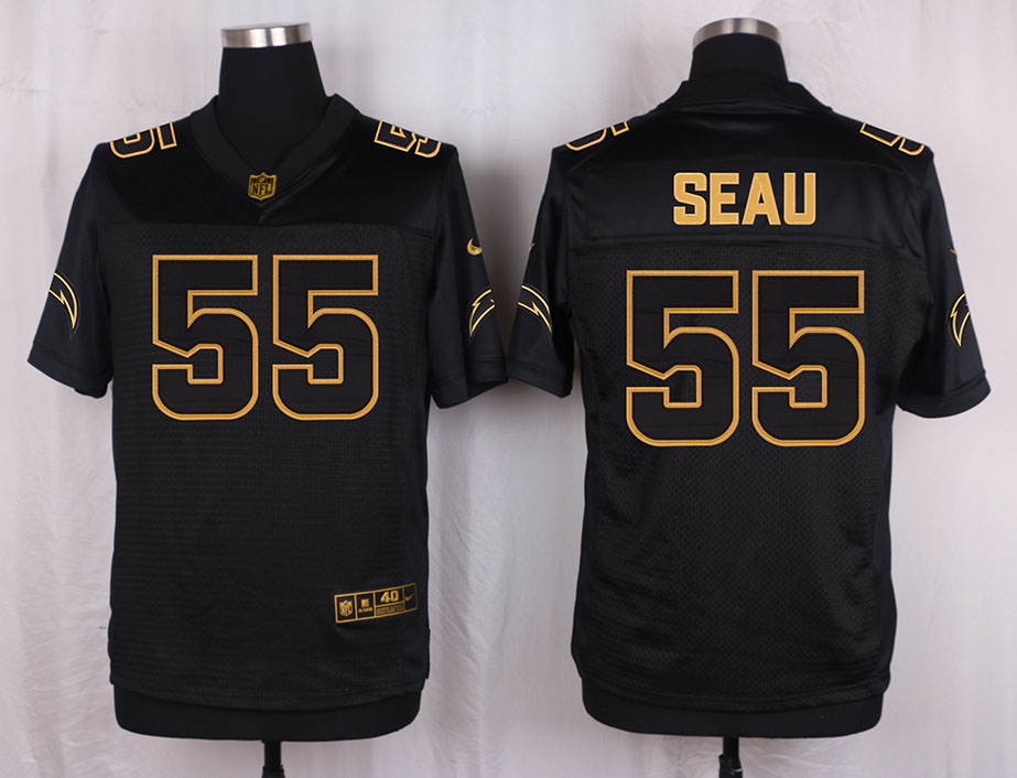Nike Chargers 55 Junior Seau Pro Line Black Gold Collection Elite Jersey