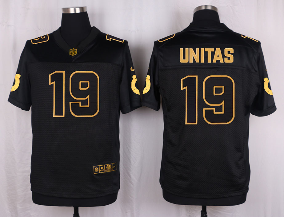 Nike Colts 19 Johnny Unitas Pro Line Black Gold Collection Elite Jersey
