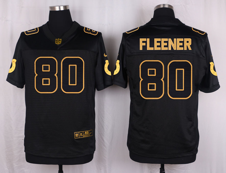 Nike Colts 80 Coby Fleener Pro Line Black Gold Collection Elite Jersey