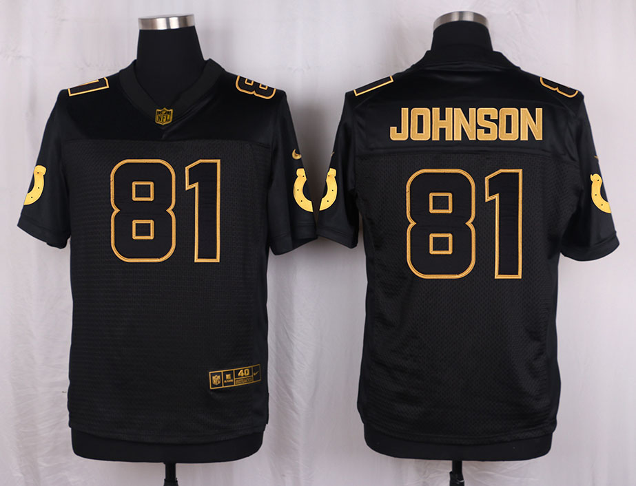 Nike Colts 81 Andre Johnson Pro Line Black Gold Collection Elite Jersey