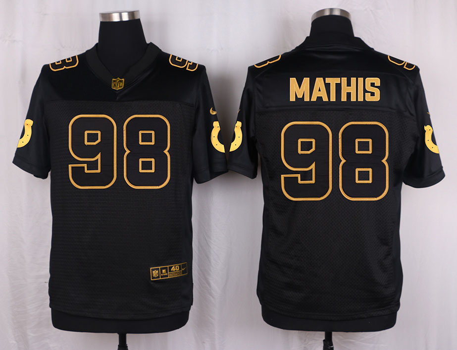 Nike Colts 98 Robert Mathis Pro Line Black Gold Collection Elite Jersey