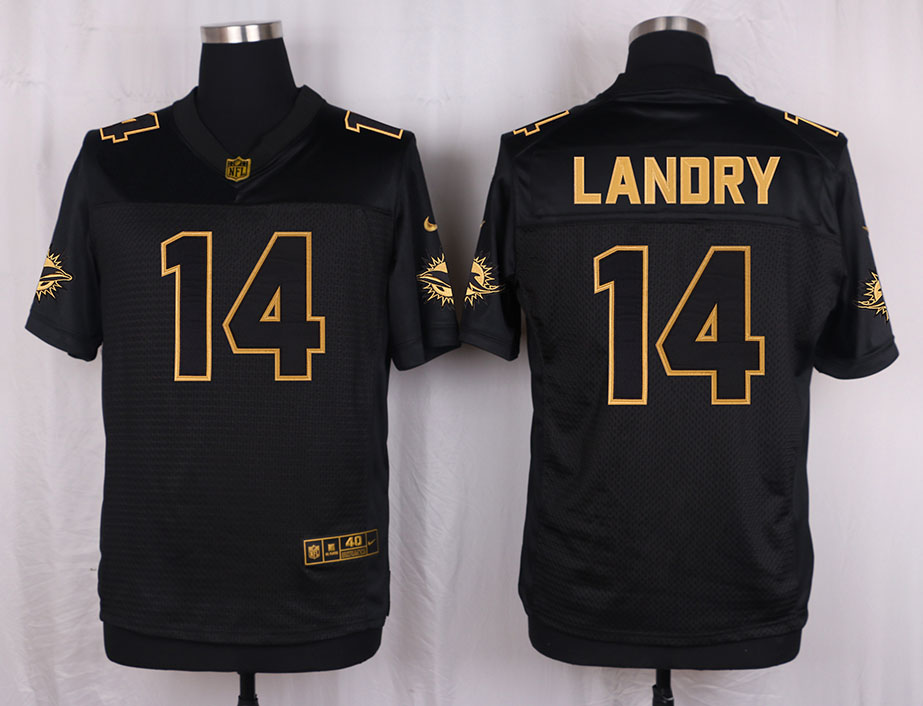 Nike Dolphins 14 Jarvis Landry Pro Line Black Gold Collection Elite Jersey